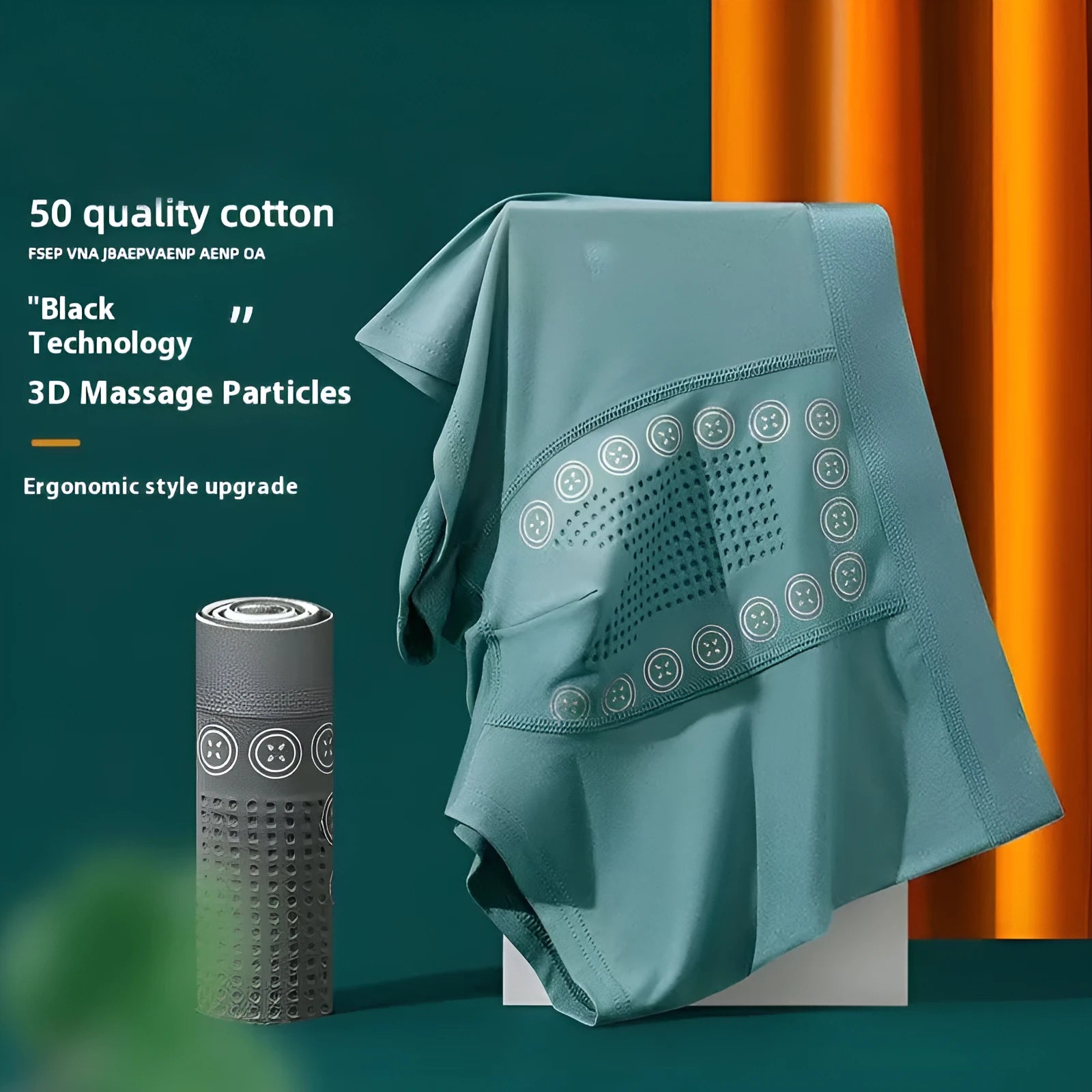 Men's massage particle underwear in solid colours with mid waist design and breathable milk silk fabric