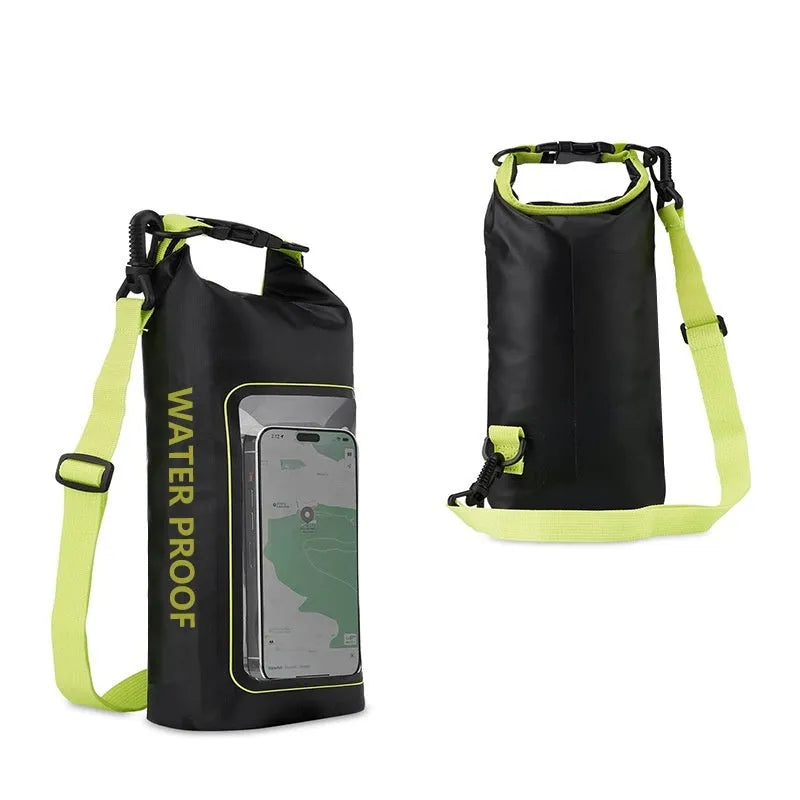 2 litre waterproof crossbody bag in PVC mesh for mobile phones at the beach or pool.
