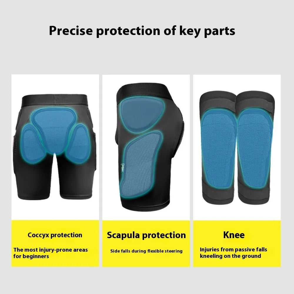 X-ray diffraction ski protective gear hip pad and knee pad set for waist and knee cushioning in sports