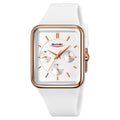 Square silicone waterproof watch for girls with thin 10.8mm case in multiple colour options