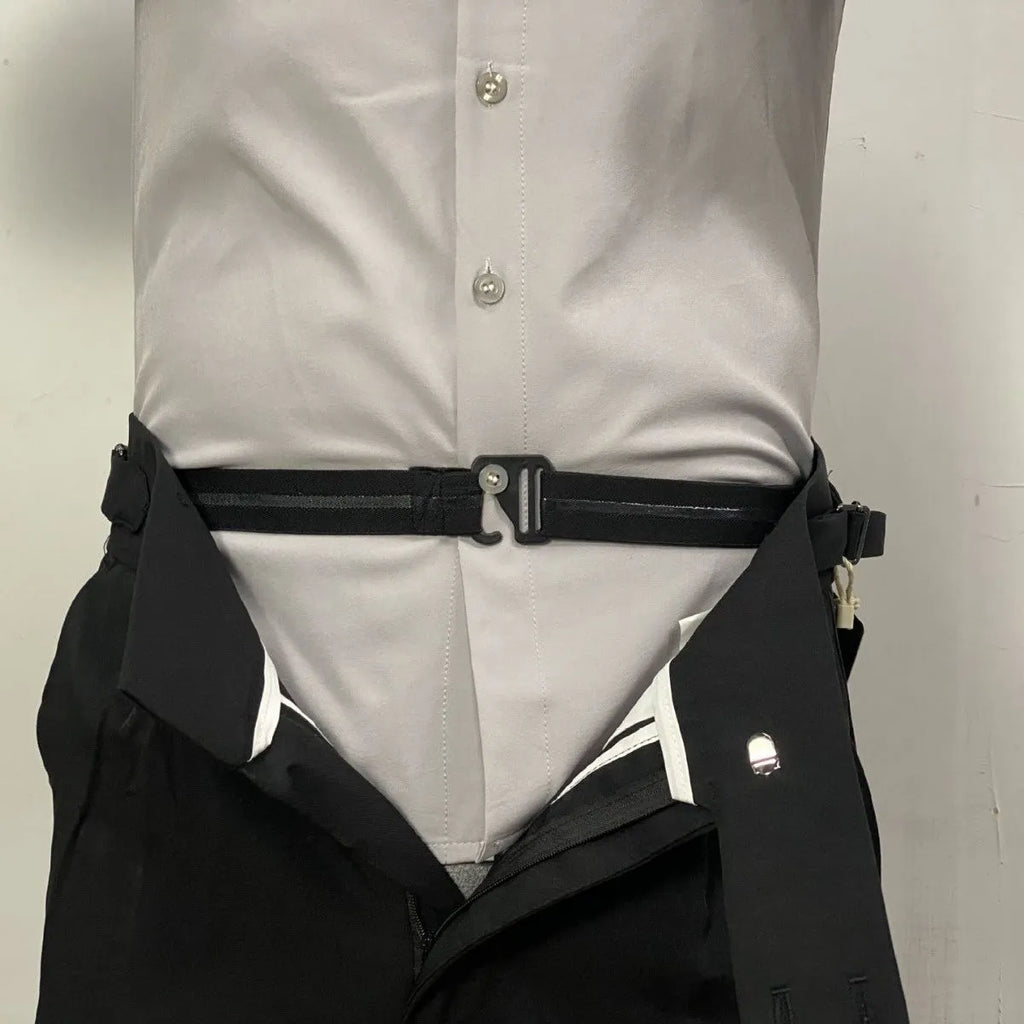 Men's black nylon non-slip shirt band with plastic hook buckle, 2-4cm ordinary width