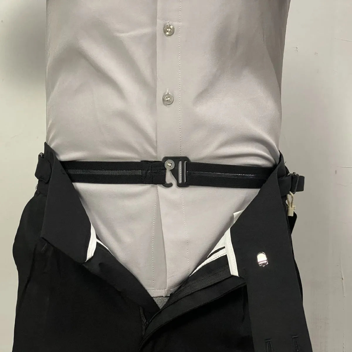 Men's black nylon non-slip shirt band with plastic hook buckle, 2-4cm ordinary width