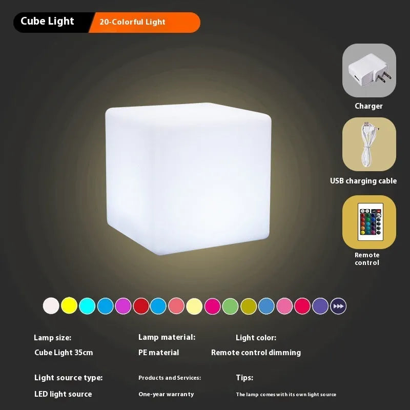 Square LED cube light in outdoor setting with IP65 waterproof rating and modern design