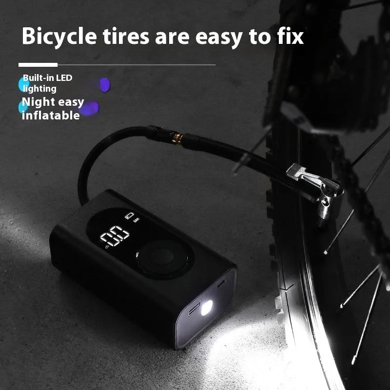 Portable wireless tyre inflator for cars motorcycles bicycles with power bank and torch functions