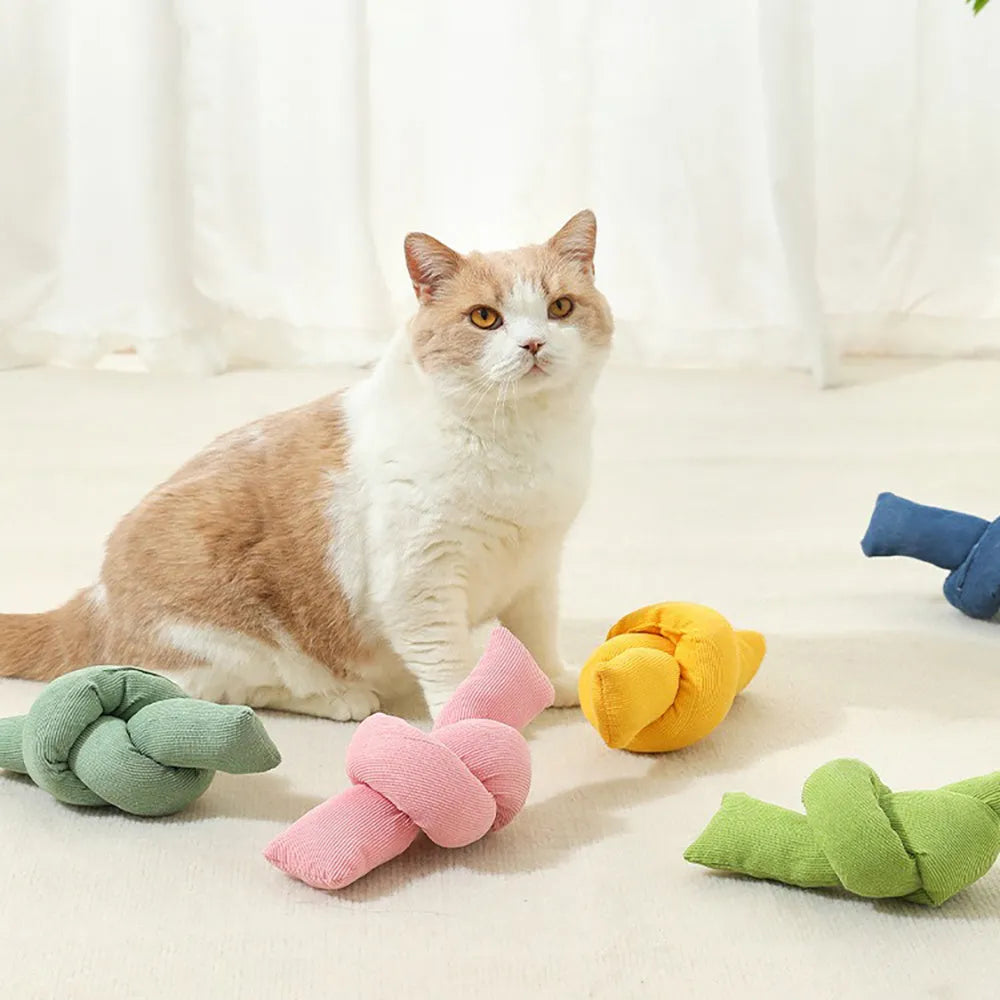 White knotted cotton dog rope toy for tug-of-war and dental care