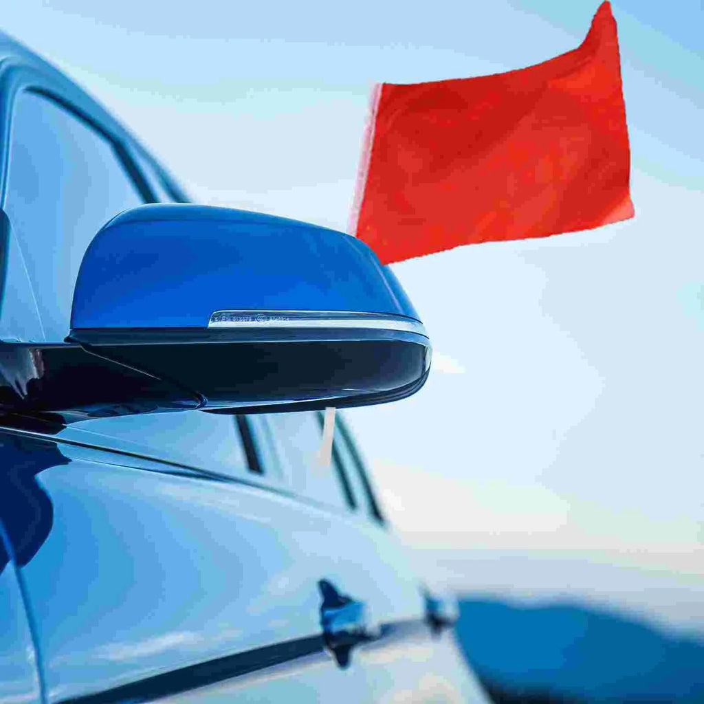 White PP plastic car window flag bracket set showing 10 poles with clip mechanism for vehicle flag display