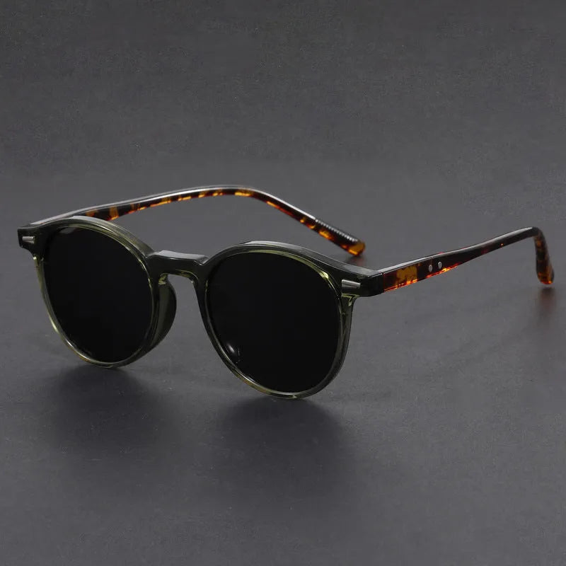 Ultra-light round frame retro sunglasses with polarised lenses in five colour options