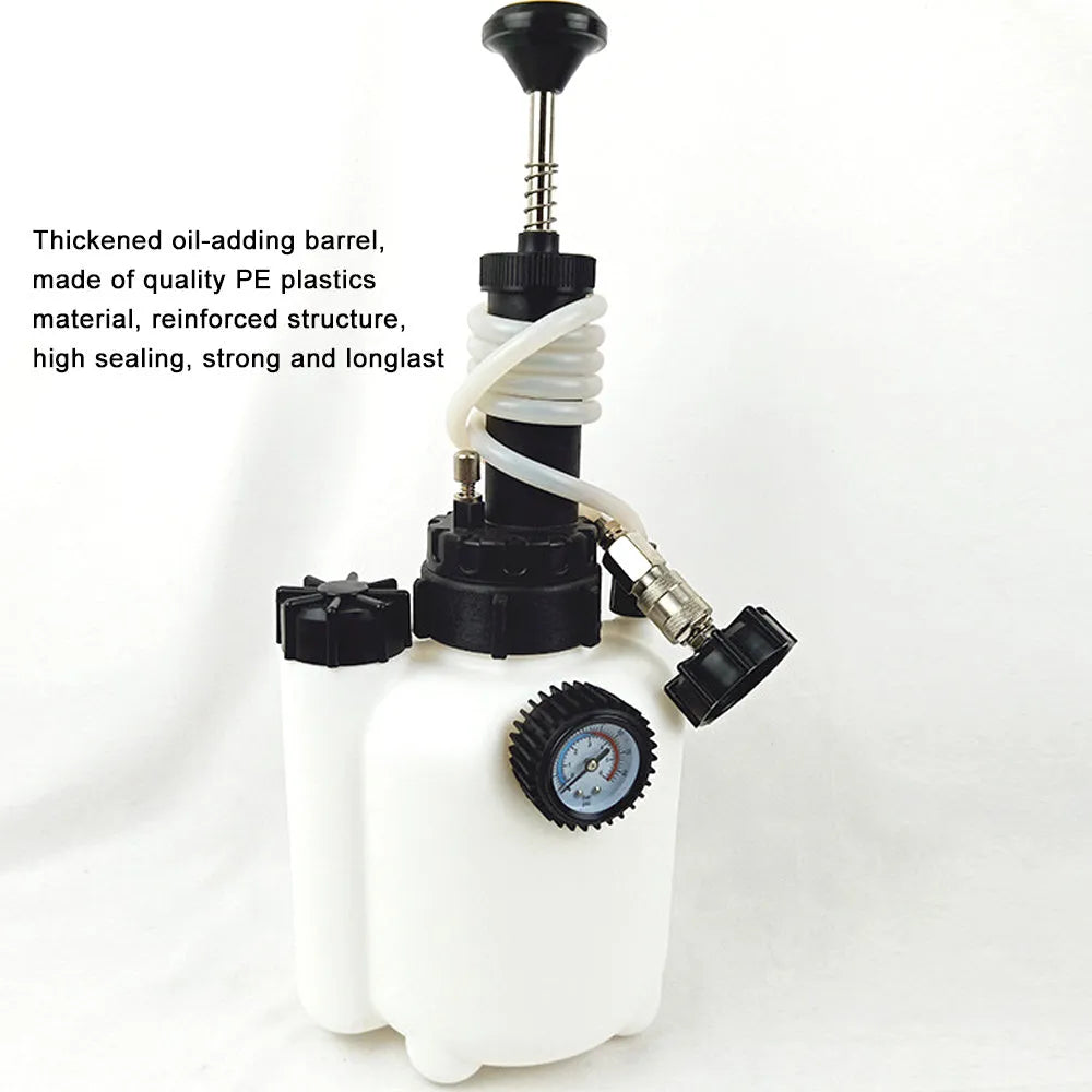 White 3-litre brake oil tank with copper and iron construction for automotive brake fluid changes