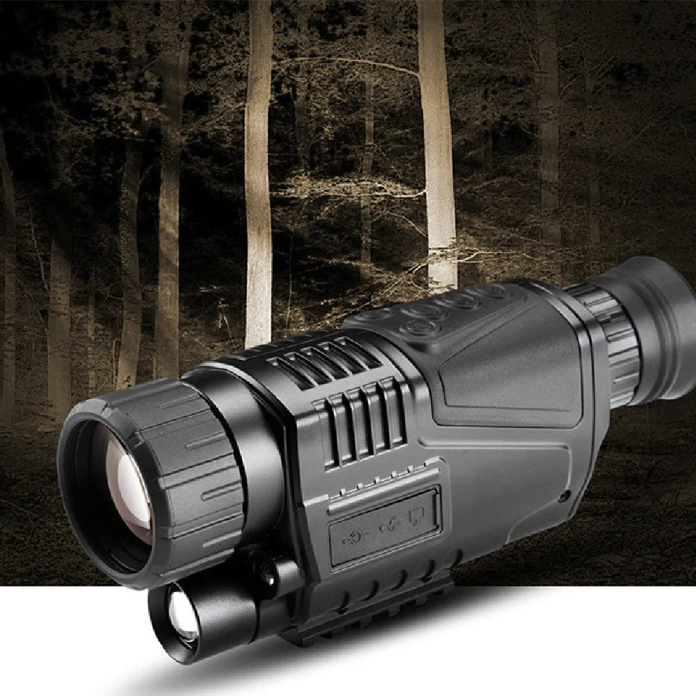 Outdoor infrared digital night vision telescope with rubber-coated body, 40mm lens, and storage bag for bird watching and travel