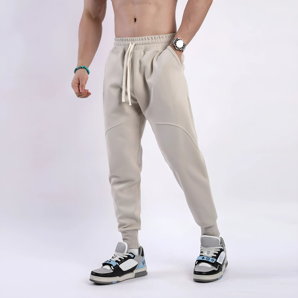 Men's ankle-tied casual trousers with drawstring waist in black colour option