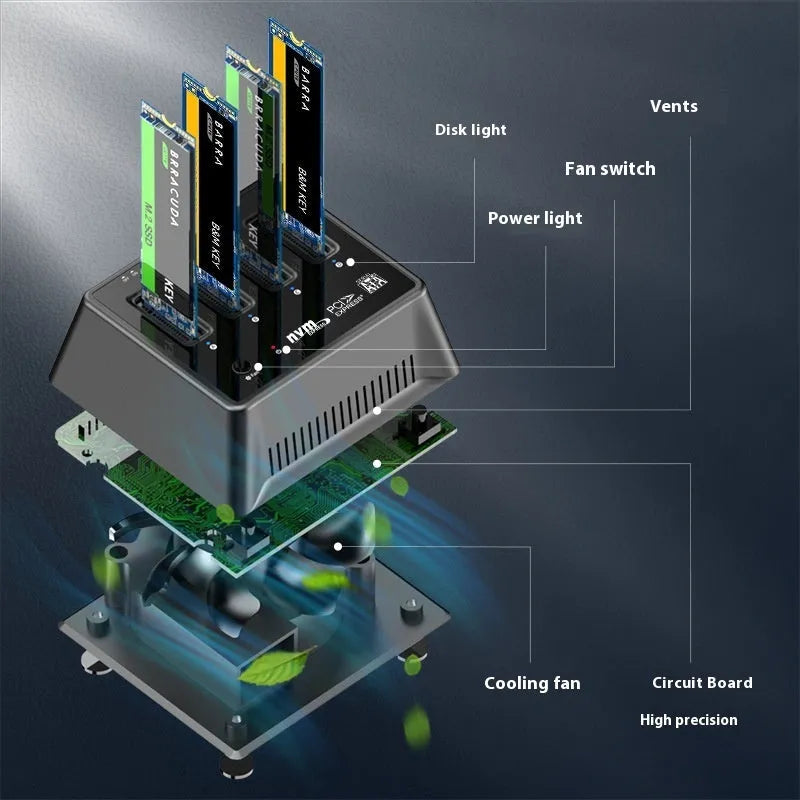 M2 Dual Protocol SSD Base with aluminium alloy construction measuring 90x78x34mm