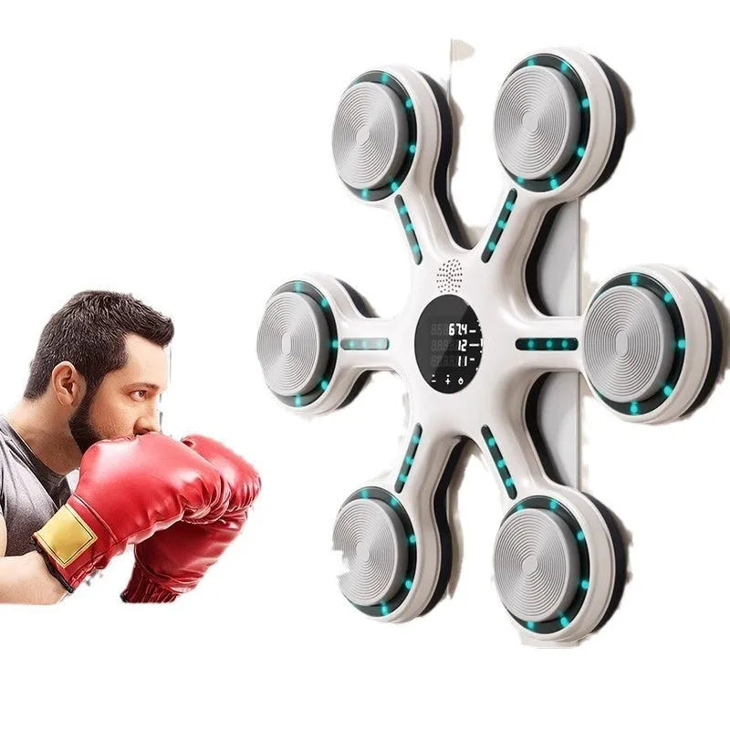 Smart music boxing machine hanging PVC wall target with height adjustment and boxing gloves