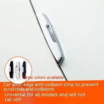 Black car door bumper strip set showing four 9.5cm plastic silicone protective mouldings