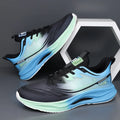 Men's low-top casual shoes with woven mesh upper and rubber sole in black blue colour