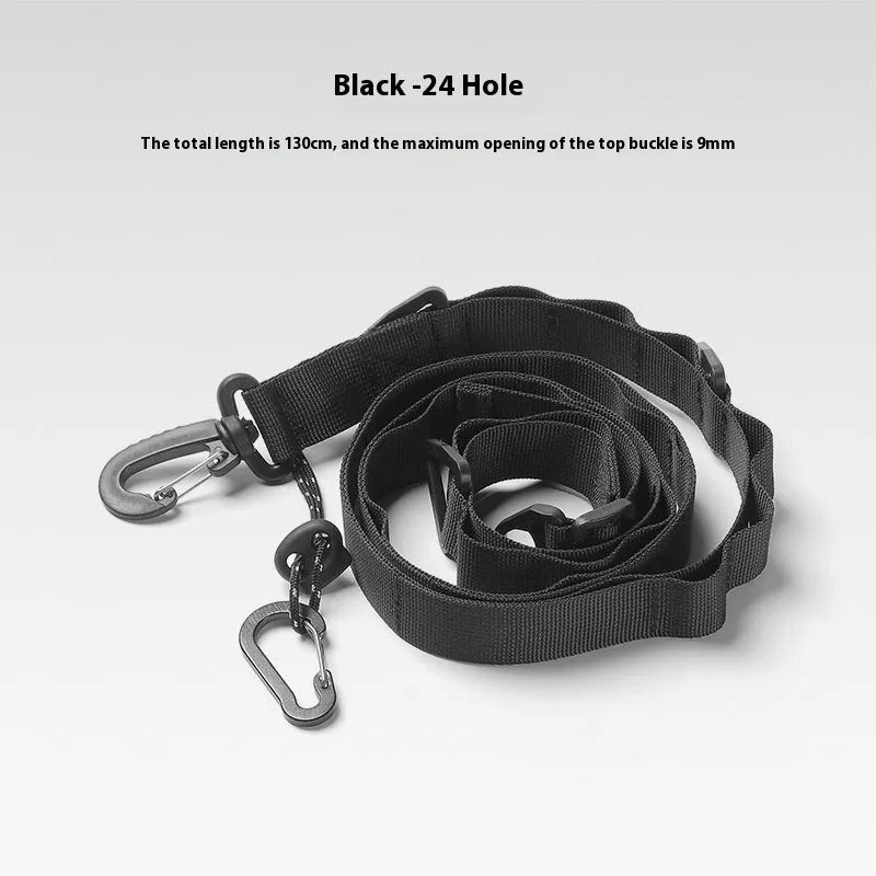 Black outdoor rope clothesline storage belt stretched to 130cm length for hanging clothing