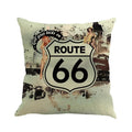 Us Route 66 linen-cotton blend cushion cover with landscape pattern, 45cm square dimensions, European style design