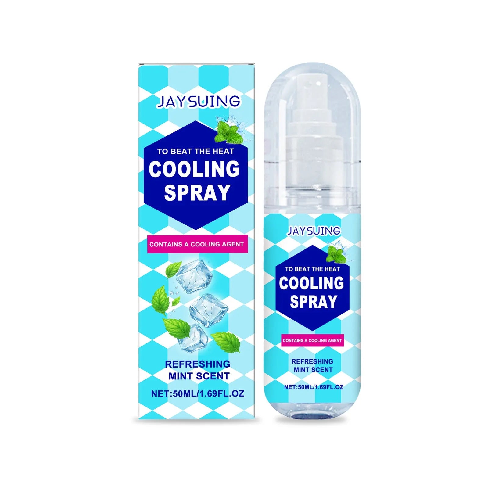 50 ml portable cooling body spray bottle with mint extract for summer outdoor use