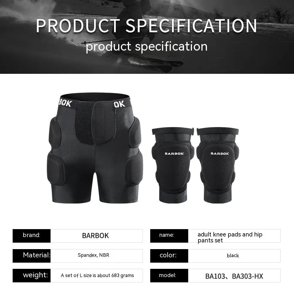 Black skating hip protection pants with integrated NBR foam pads for impact absorption during falls