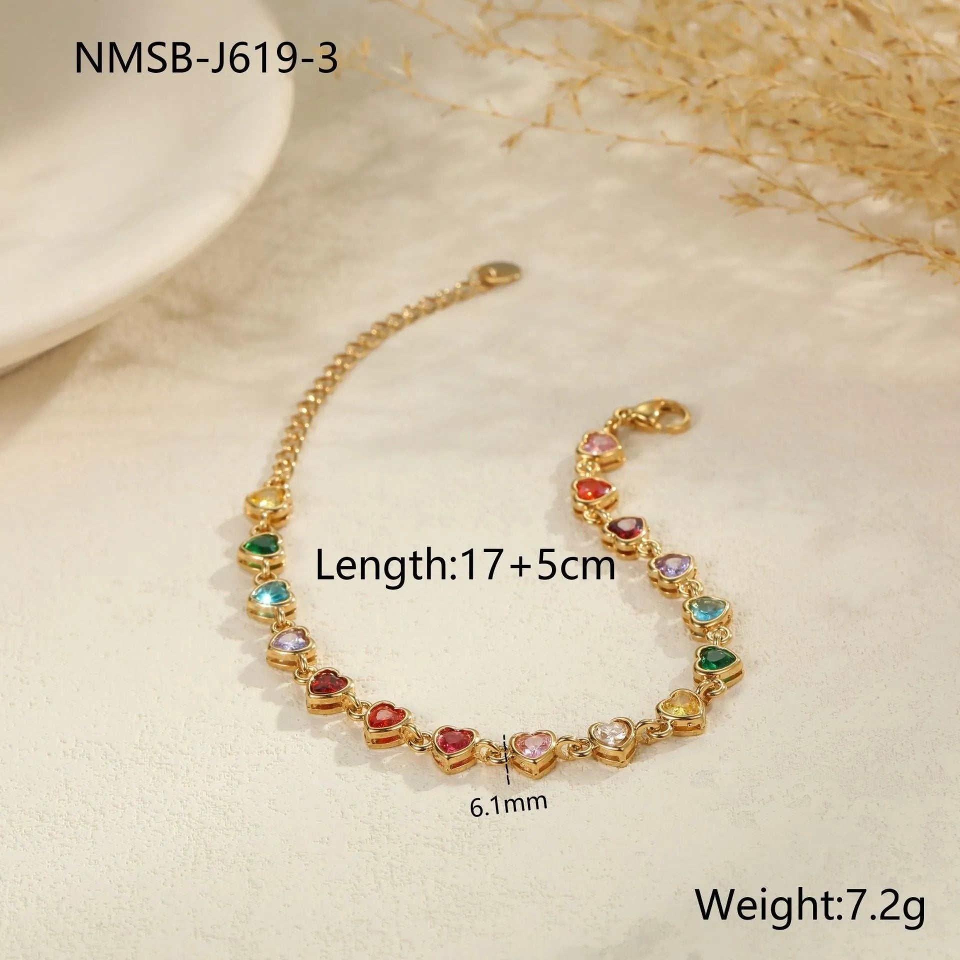 Women's stainless steel bracelet with a geometric heart, circle, or square charm in gold or silver plating
