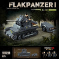 Military German No1 anti-aircraft tank building blocks in German style colour 100299, small particle plastic and rubber set for ages 7-14.