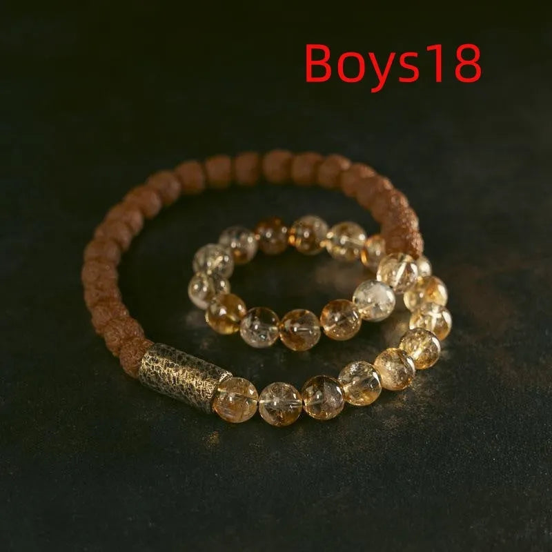 Retro double circle LCD bracelet in citrine colour showing personalised display
