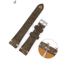 Small waist suede leather watch strap in Army Green, Blue, Brown, or Gray with 20mm or 22mm width options
