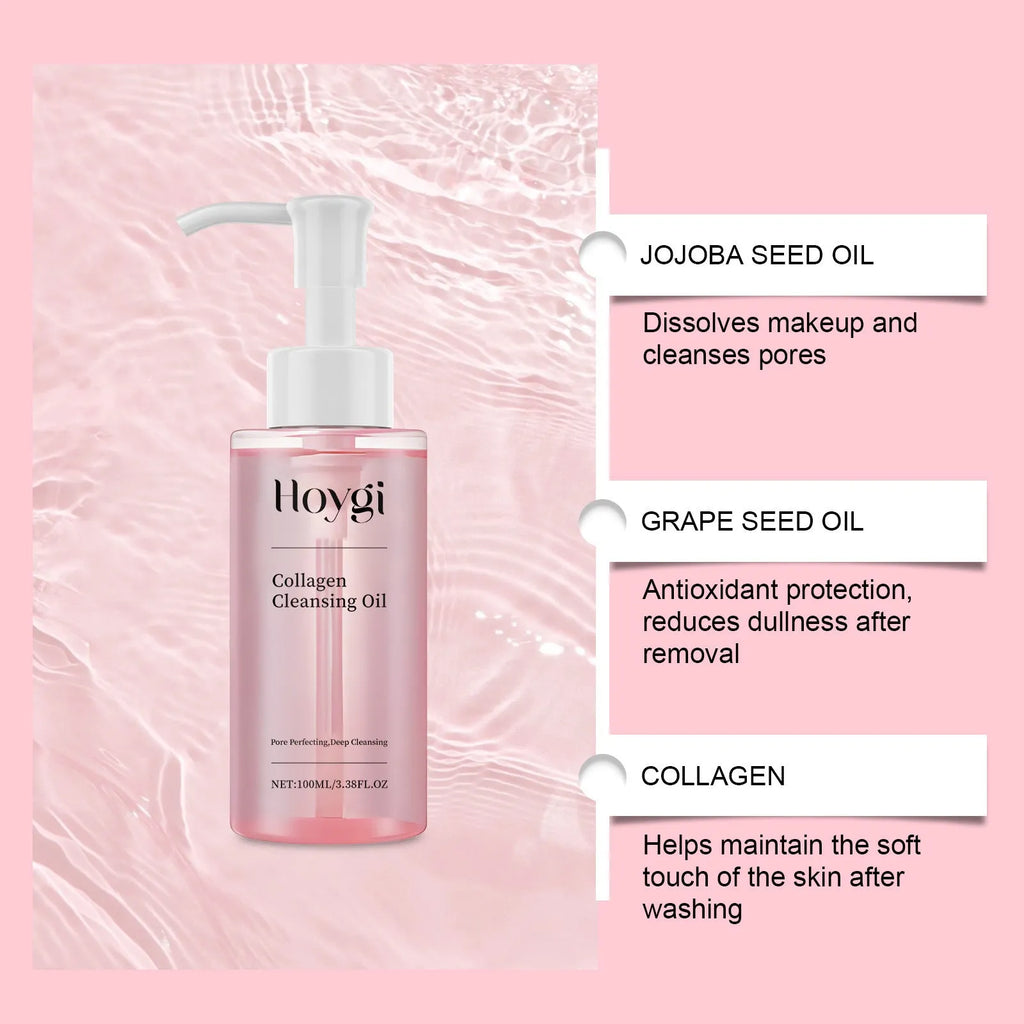 Collagen cleansing oil daily mild makeup remover 100ml bottle with jojoba and grape seed oils