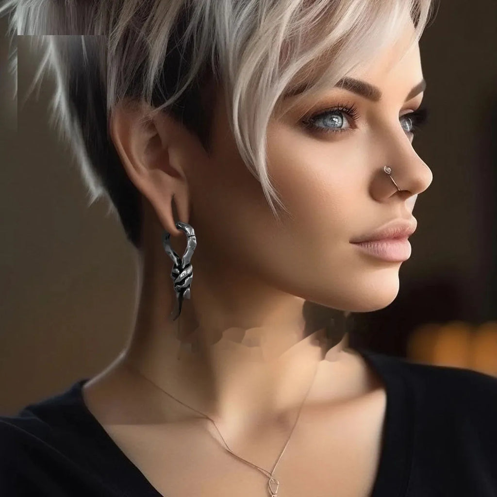 Copper creative bends and hitches piercing earrings with 4mm specification and retro design