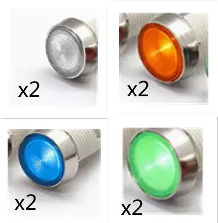 10mm stainless steel edge plastic indicator light with wire flat end metal in multiple colours