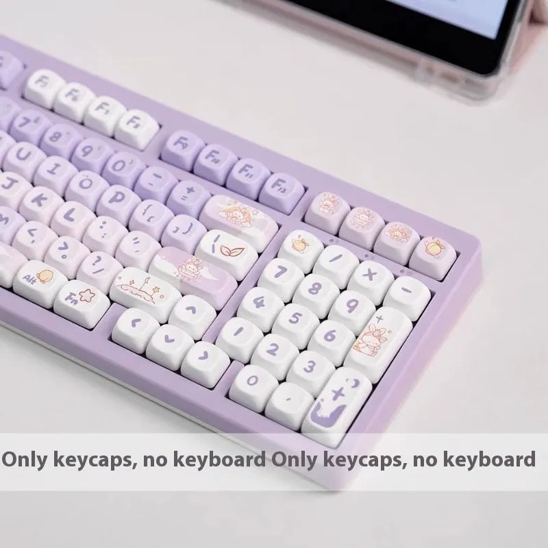 PBT gradient purple rabbit key cap set for mechanical keyboard customisation with sublimation printing