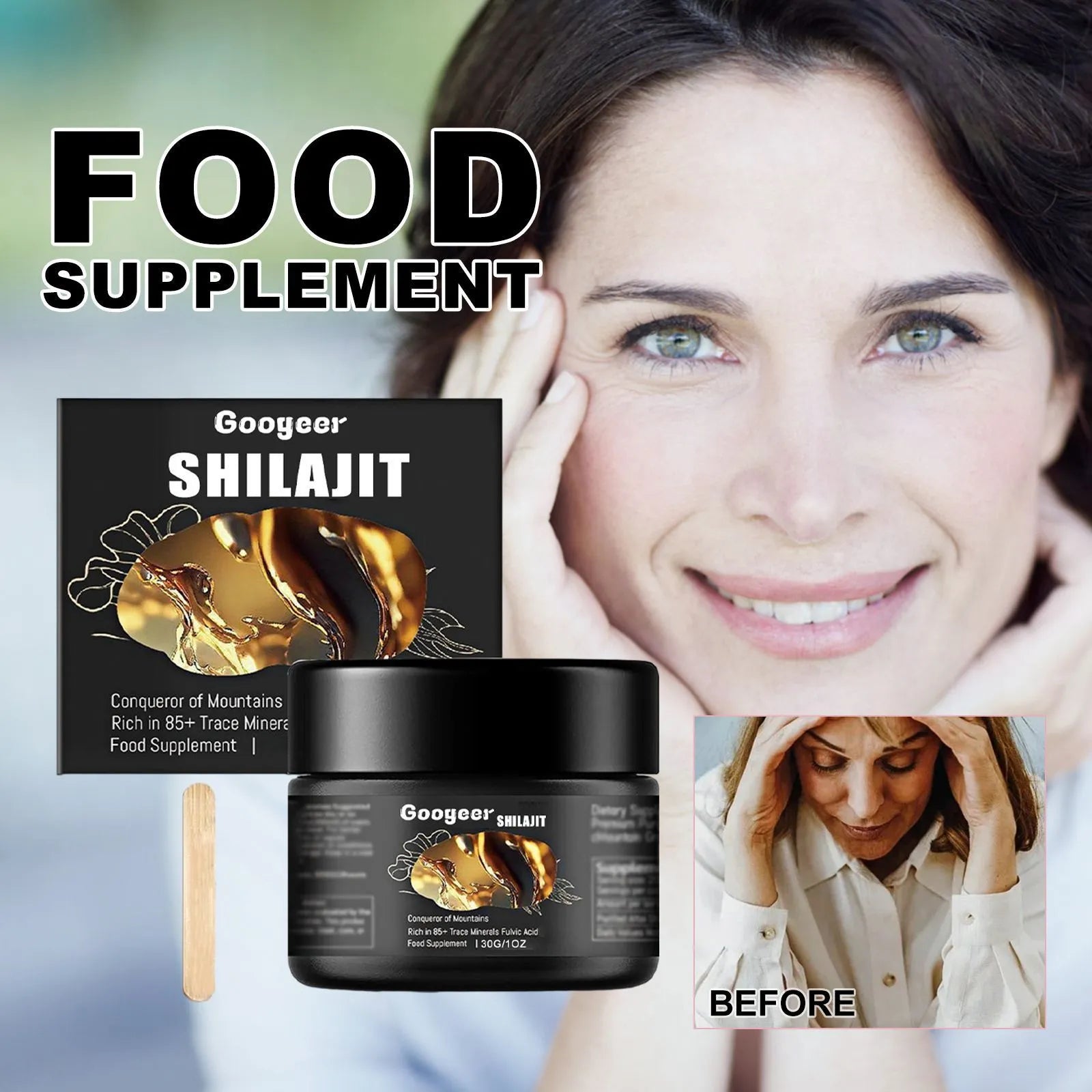 30g body care kit bottle and container with body care supplement and agents.