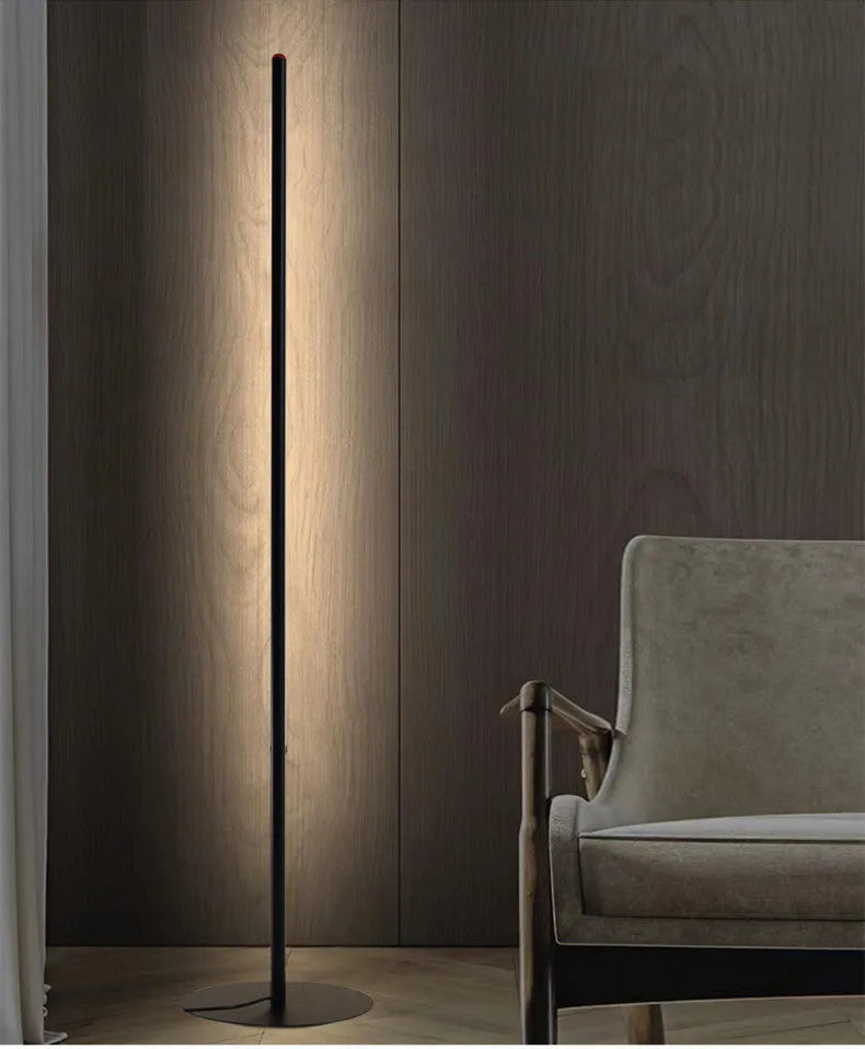 Vertical aluminium alloy floor lamp with slim profile in 25cm, 50cm, and 100cm height options