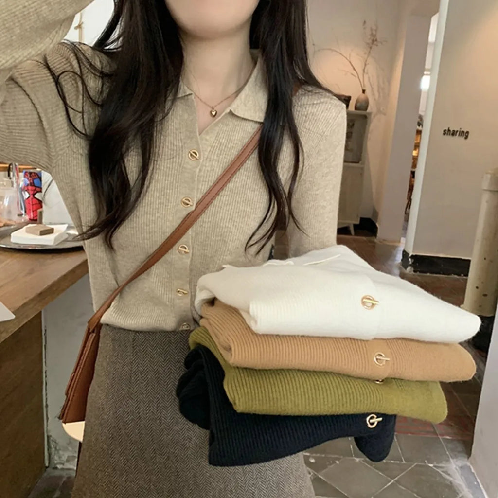 Long-sleeved viscose cardigan in loose fit showing oatmeal colour option with regular sleeves
