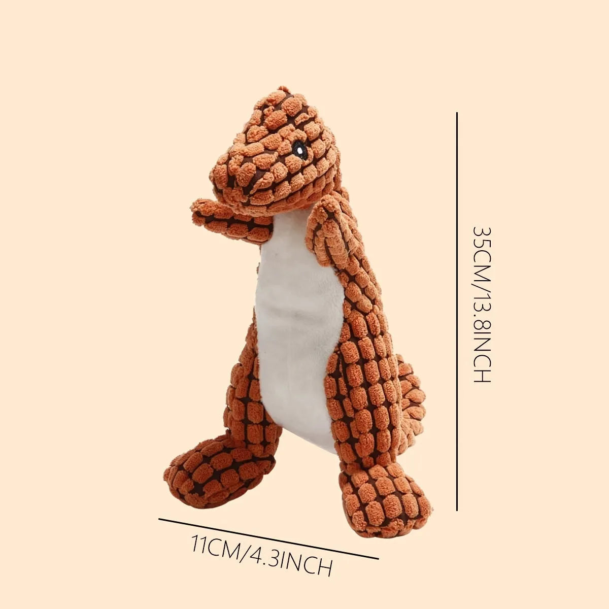 Interactive dog toy with sound mechanism, bite-resistant construction, measuring 35x22x11cm