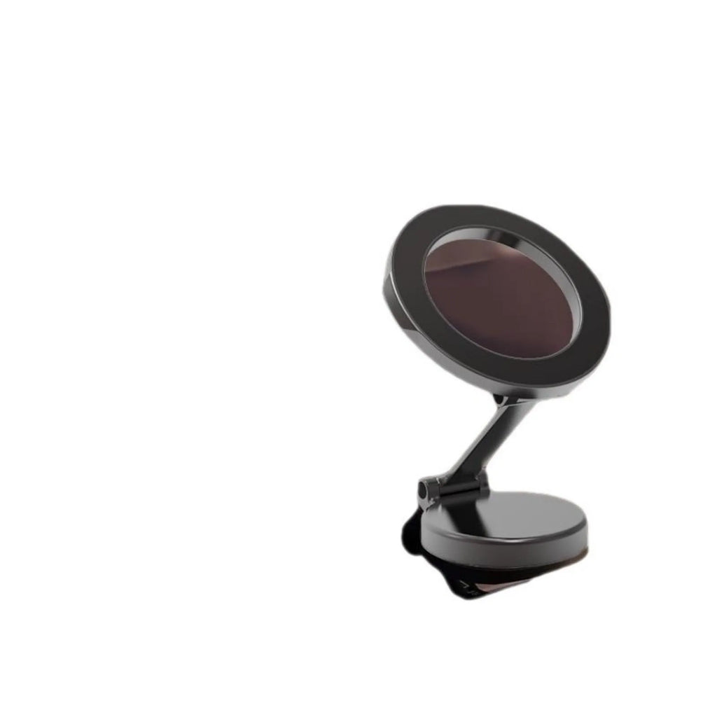 All-metal foldable magnetic car phone mount in Qian colour showing compact folded position and dashboard mounting