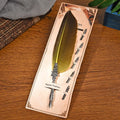Vintage-style feather dip pen with metallic finish in choice of 10 colours for calligraphy writing