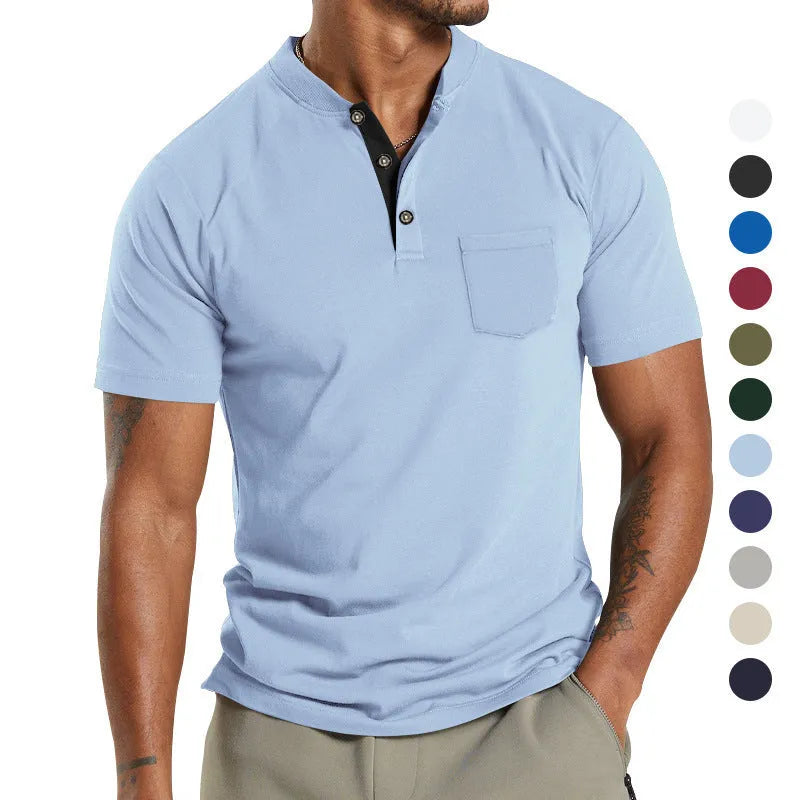 Men's plus size short sleeve button pocket shirt in Army Green colour, showing front button closure and pocket detail