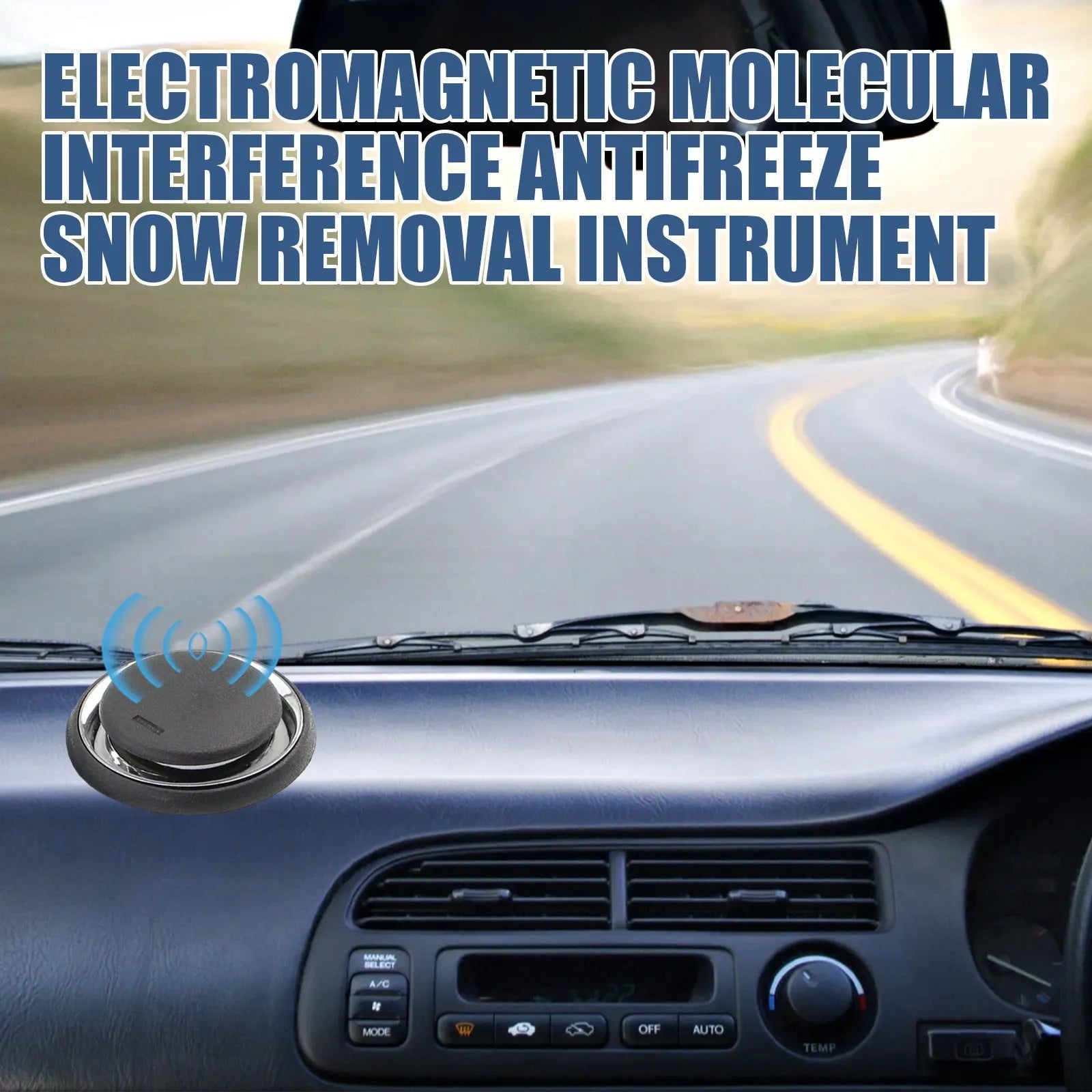 Black plastic portable car deicing instrument showing compact square shape.
