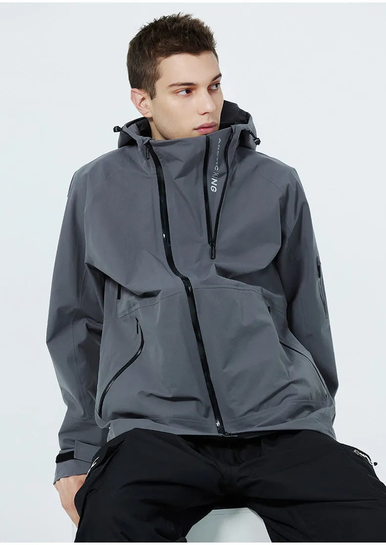 Ski suit in yellow, black, grey, or liner colour with thin windproof waterproof veneer double plate for ice and snow sports