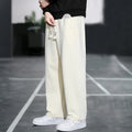 Men's grey bamboo fibre casual sports trousers with a high waist and multiple pockets