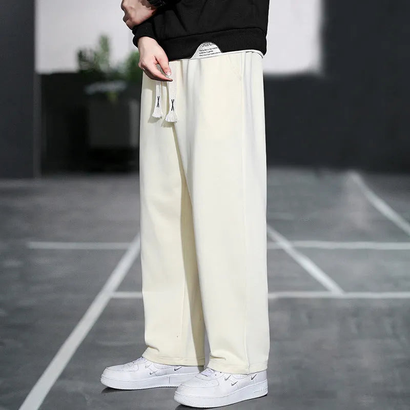 Men's grey bamboo fibre casual sports trousers with a high waist and multiple pockets