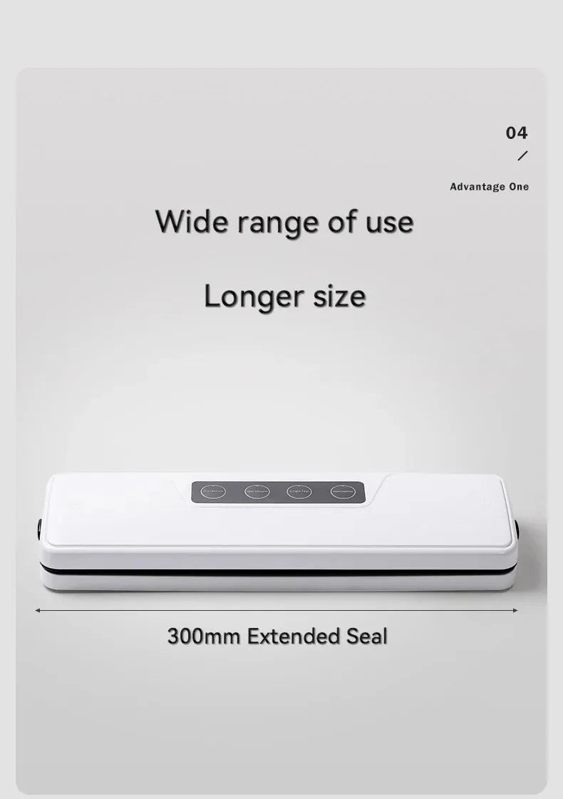 White automatic vacuum sealer machine with compact design for kitchen food preservation