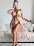 Women's printed bikini swimsuit in quick-drying polyester fabric, sizes S to XL