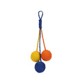 Cat toy set with 255mm teaser stick and bite-resistant catnip ball in blue, green, red, yellow colours