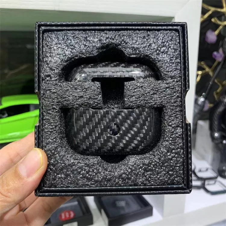 Carbon fibre hard shell case for Apple AirPods 4, AirPods 3, AirPods Pro, and AirPods Pro 2 in matte or bright finishes