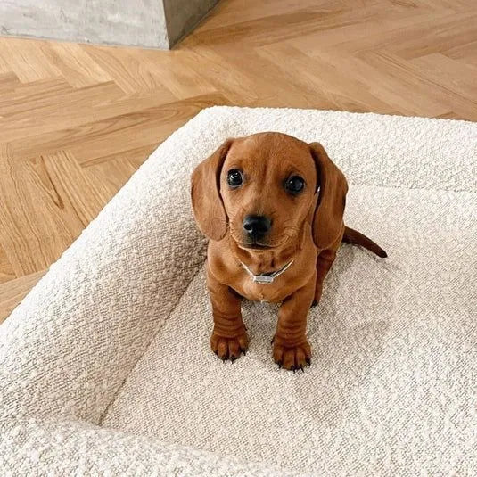 Beige rectangular cloth dog bed sofa nest for small medium dogs in three size options