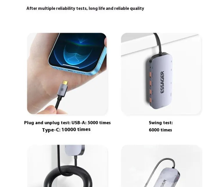 11-in-1 USB-C expansion dock with 20cm cable separator and Gigabit network port