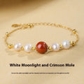 Yellow 925 silver red bean pearl cinnabar bracelet with adjustable sizing for women