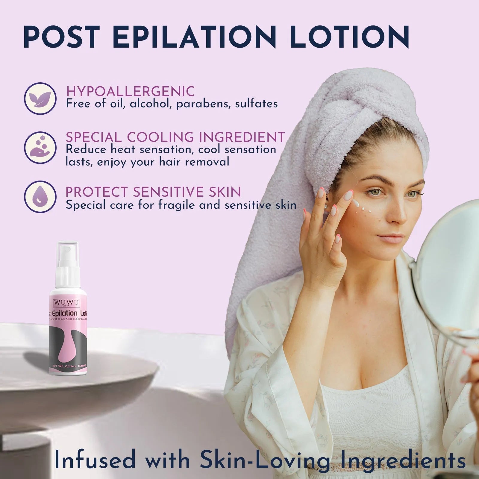 WUWUVISTA waxing kit with 200cc warmer, wax beads, and 63 pieces for home hair removal