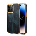 Leather phone case with vintage oil wax finish showing textured surface and precise port openings